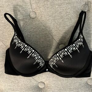 Black Embellished Women's Bra